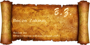 Becze Zakeus névjegykártya